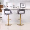 Modern Barstools Bar Height, Swivel Velvet Bar Stool Counter Height Bar Chairs Adjustable Tufted Stool with Back& Footrest for Home Bar Kitchen Island