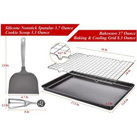 Cookie Sheets Non-stick Baking Sheet Set With Non-stick Jelly Roll Pan Rack Cookie Scoop Spatula