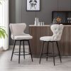A&A Furniture,Counter Height 25" Modern Linen Fabric bar chairs,180¬∞ Swivel Bar Stool Chair for Kitchen,Tufted Cupreous Nailhead Trim Burlap Bar Stoo