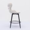 A&A Furniture,Counter Height 25" Modern Linen Fabric bar chairs,180¬∞ Swivel Bar Stool Chair for Kitchen,Tufted Cupreous Nailhead Trim Burlap Bar Stoo