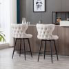 A&A Furniture,Counter Height 25" Modern Linen Fabric bar chairs,180¬∞ Swivel Bar Stool Chair for Kitchen,Tufted Cupreous Nailhead Trim Burlap Bar Stoo