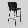 Bar Stools Set of 2, 25" Hight Back Stool Upholstered Counter Chair Heavy-Duty Steel Frame Pub Breakfast Bar Chairs for Kitchen, Black