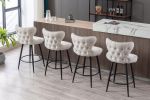 A&A Furniture,Counter Height 25" Modern Linen Fabric bar chairs,180¬∞ Swivel Bar Stool Chair for Kitchen,Tufted Cupreous Nailhead Trim Burlap Bar Stoo