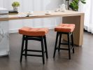 A&A Furniture,Counter Height 25" Stools for Kitchen Counter Backless Faux Leather Stools Farmhouse Island Chairs (25 Inch, Orange,Set of 2),SW1838OG