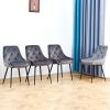 Modern Gray Velvet Dining Chairs , Fabric Accent Upholstered Chairs Side Chair with Black Legs for Home Furniture Living Room Bedroom Kitchen Dinning
