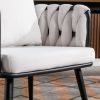 Pure Ivory Modern Velvet Dining Chairs Set of 2 Hand Weaving Accent Chairs Living Room Chairs Upholstered Side Chair with Black Metal Legs for Dining