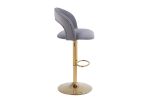 Modern Barstools Bar Height, Swivel Velvet Bar Stool Counter Height Bar Chairs Adjustable Tufted Stool with Back& Footrest for Home Bar Kitchen Island