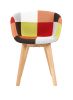 D&N Dining chair, Patchwork Seat , High living room Chair, Modern Lounge Chair, Restaurant, Coffee Room, Kitchen Chair, Set for 2, Warm Red