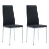 Grid Shaped Armless High Back Dining Chair,2-Piece Set, Office Chair. Applicable to Dining Room, Living Room, Kitchen and Office.Black Chair and Elect