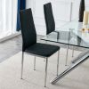 Grid Shaped Armless High Back Dining Chair,2-Piece Set, Office Chair. Applicable to Dining Room, Living Room, Kitchen and Office.Black Chair and Elect