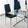 Grid Shaped Armless High Back Dining Chair,2-Piece Set, Office Chair. Applicable to Dining Room, Living Room, Kitchen and Office.Black Chair and Elect