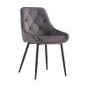 Modern Gray Velvet Dining Chairs , Fabric Accent Upholstered Chairs Side Chair with Black Legs for Home Furniture Living Room Bedroom Kitchen Dinning