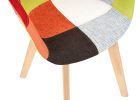 D&N Dining chair, Patchwork Seat , High living room Chair, Modern Lounge Chair, Restaurant, Coffee Room, Kitchen Chair, Set for 2, Warm Red