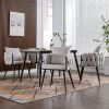 Pure Ivory Modern Velvet Dining Chairs Set of 2 Hand Weaving Accent Chairs Living Room Chairs Upholstered Side Chair with Black Metal Legs for Dining