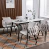 Pure Ivory Modern Velvet Dining Chairs Set of 2 Hand Weaving Accent Chairs Living Room Chairs Upholstered Side Chair with Black Metal Legs for Dining