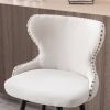 A&A Furniture,Counter Height 25" Modern Linen Fabric bar chairs,180¬∞ Swivel Bar Stool Chair for Kitchen,Tufted Cupreous Nailhead Trim Burlap Bar Stoo