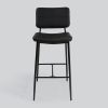 Bar Stools Set of 2, 25" Hight Back Stool Upholstered Counter Chair Heavy-Duty Steel Frame Pub Breakfast Bar Chairs for Kitchen, Black