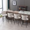 A&A Furniture,Counter Height 25" Modern Linen Fabric bar chairs,180¬∞ Swivel Bar Stool Chair for Kitchen,Tufted Cupreous Nailhead Trim Burlap Bar Stoo