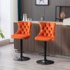 A&A Furniture,Swivel Velvet Barstools Adjusatble Seat Height from 25-33 Inch, Modern Upholstered Bar Stools with Backs Comfortable Tufted for Home Pub