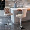 A&A Furniture,Swivel Velvet Barstools Adjusatble Seat Height from 25-33 Inch, Modern Upholstered Chrome base Bar Stools with Backs Comfortable Tufted