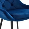 Modern Blue Velvet Dining Chairs , Fabric Accent Upholstered Chairs Side Chair with Black Legs for Home Furniture Living Room Bedroom Kitchen Dinning