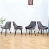 Modern Gray Velvet Dining Chairs , Fabric Accent Upholstered Chairs Side Chair with Black Legs for Home Furniture Living Room Bedroom Kitchen Dinning