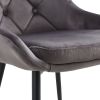 Modern Gray Velvet Dining Chairs , Fabric Accent Upholstered Chairs Side Chair with Black Legs for Home Furniture Living Room Bedroom Kitchen Dinning