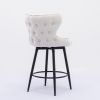 A&A Furniture,Counter Height 25" Modern Linen Fabric bar chairs,180¬∞ Swivel Bar Stool Chair for Kitchen,Tufted Cupreous Nailhead Trim Burlap Bar Stoo