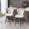 A&A Furniture,Counter Height 25" Modern Linen Fabric bar chairs,180¬∞ Swivel Bar Stool Chair for Kitchen,Tufted Cupreous Nailhead Trim Burlap Bar Stoo