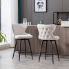 A&A Furniture,Counter Height 25" Modern Linen Fabric bar chairs,180¬∞ Swivel Bar Stool Chair for Kitchen,Tufted Cupreous Nailhead Trim Burlap Bar Stoo