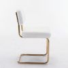A&A Furniture,Modern Dining Chairs with Artificial Rabbit Hair,Gold Metal Base, Accent Armless Kitchen Chairs with Channel Tufting, Upholstered Fake F
