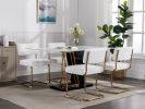 A&A Furniture,Modern Dining Chairs with Artificial Rabbit Hair,Gold Metal Base, Accent Armless Kitchen Chairs with Channel Tufting, Upholstered Fake F