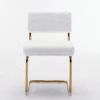 A&A Furniture,Modern Dining Chairs with Artificial Rabbit Hair,Gold Metal Base, Accent Armless Kitchen Chairs with Channel Tufting, Upholstered Fake F
