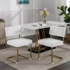 A&A Furniture,Modern Dining Chairs with Artificial Rabbit Hair,Gold Metal Base, Accent Armless Kitchen Chairs with Channel Tufting, Upholstered Fake F