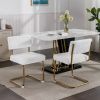 A&A Furniture,Modern Dining Chairs with Artificial Rabbit Hair,Gold Metal Base, Accent Armless Kitchen Chairs with Channel Tufting, Upholstered Fake F