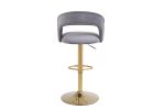 Modern Barstools Bar Height, Swivel Velvet Bar Stool Counter Height Bar Chairs Adjustable Tufted Stool with Back& Footrest for Home Bar Kitchen Island