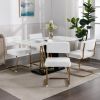 A&A Furniture,Modern Dining Chairs with Artificial Rabbit Hair,Gold Metal Base, Accent Armless Kitchen Chairs with Channel Tufting, Upholstered Fake F