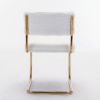 A&A Furniture,Modern Dining Chairs with Artificial Rabbit Hair,Gold Metal Base, Accent Armless Kitchen Chairs with Channel Tufting, Upholstered Fake F
