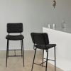 Bar Stools Set of 2, 25" Hight Back Stool Upholstered Counter Chair Heavy-Duty Steel Frame Pub Breakfast Bar Chairs for Kitchen, Black