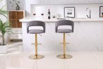 Modern Barstools Bar Height, Swivel Velvet Bar Stool Counter Height Bar Chairs Adjustable Tufted Stool with Back& Footrest for Home Bar Kitchen Island