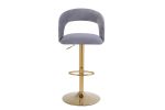 Modern Barstools Bar Height, Swivel Velvet Bar Stool Counter Height Bar Chairs Adjustable Tufted Stool with Back& Footrest for Home Bar Kitchen Island