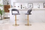 Modern Barstools Bar Height, Swivel Velvet Bar Stool Counter Height Bar Chairs Adjustable Tufted Stool with Back& Footrest for Home Bar Kitchen Island