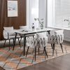 Pure Ivory Modern Velvet Dining Chairs Set of 2 Hand Weaving Accent Chairs Living Room Chairs Upholstered Side Chair with Black Metal Legs for Dining