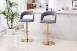 Modern Barstools Bar Height, Swivel Velvet Bar Stool Counter Height Bar Chairs Adjustable Tufted Stool with Back& Footrest for Home Bar Kitchen Island