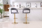 Modern Barstools Bar Height, Swivel Velvet Bar Stool Counter Height Bar Chairs Adjustable Tufted Stool with Back& Footrest for Home Bar Kitchen Island