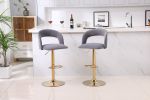 Modern Barstools Bar Height, Swivel Velvet Bar Stool Counter Height Bar Chairs Adjustable Tufted Stool with Back& Footrest for Home Bar Kitchen Island