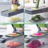 Vegetable Chopper, 14 in 1 Mandoline Slicer Multi-Function Kitchen, 7 Replaceable Stainless Steel Vegetable Cutter with Egg Separator Hand Guard Julie
