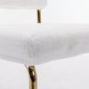 A&A Furniture,Modern Dining Chairs with Artificial Rabbit Hair,Gold Metal Base, Accent Armless Kitchen Chairs with Channel Tufting, Upholstered Fake F