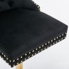 A&A Furniture,Thick Golden Swivel Velvet Barstools Adjusatble Seat Height from 27-35 Inch, Modern Upholstered Bar Stools with Backs Comfortable Tufted