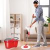 Spin Mop and Bucket with Wringer Set - for Home Kitchen Floor Cleaning - Wet/Dry Usage on Hardwood & Tile - Upgraded Self-Balanced Easy Press System w